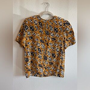 Carlisle 100% Silk Top with Black and Gold Pattern